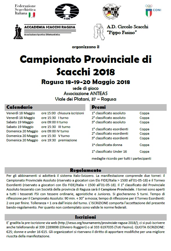 Campionato Provinciale di Scacchi 2018